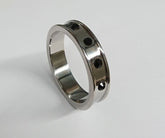 Deep Shallow Steel Cock Ring with Onyx Gem